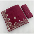 Women's Georgette Embellished Saree With Unstitched Blouse 5.5Mtr (Maroon)