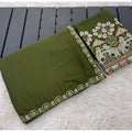 Women's Art Silk Embroidered Saree With Unstitched Blouse 5.5Mtr (Green)