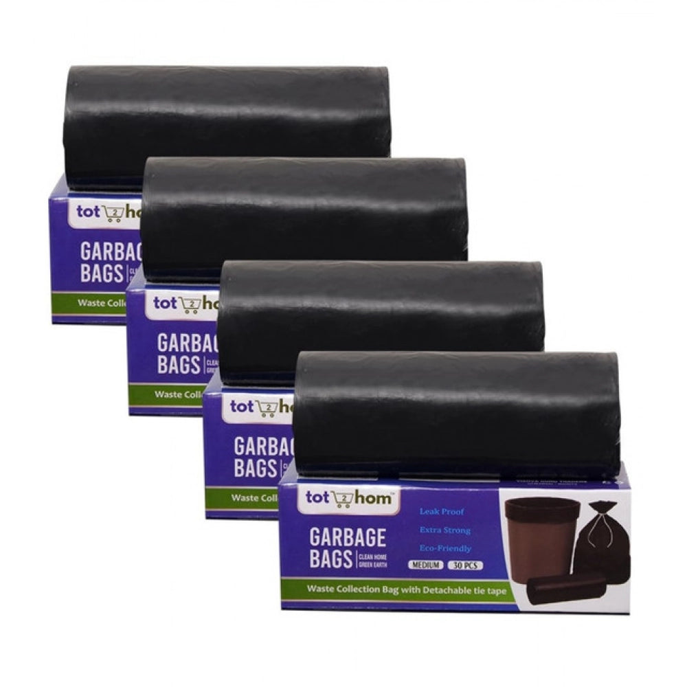 Pack of 4 Plastic 19 x 21 Inches Garbage Bag (Black)