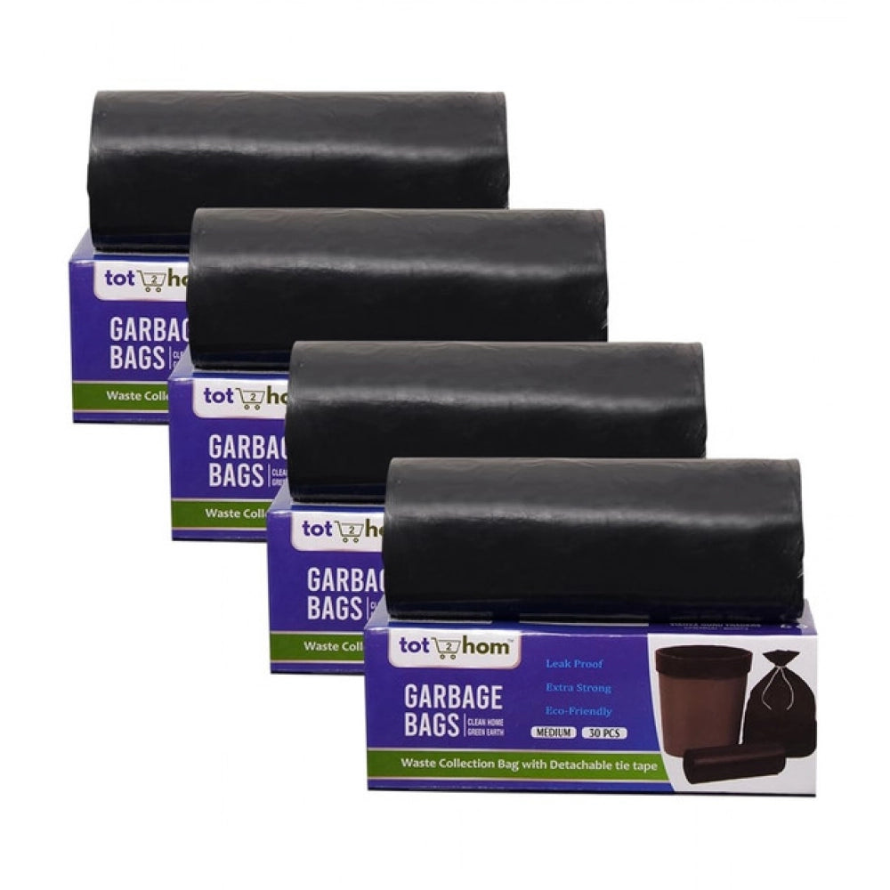 Pack of 4 Plastic 19 x 21 Inches Garbage Bag (Black)