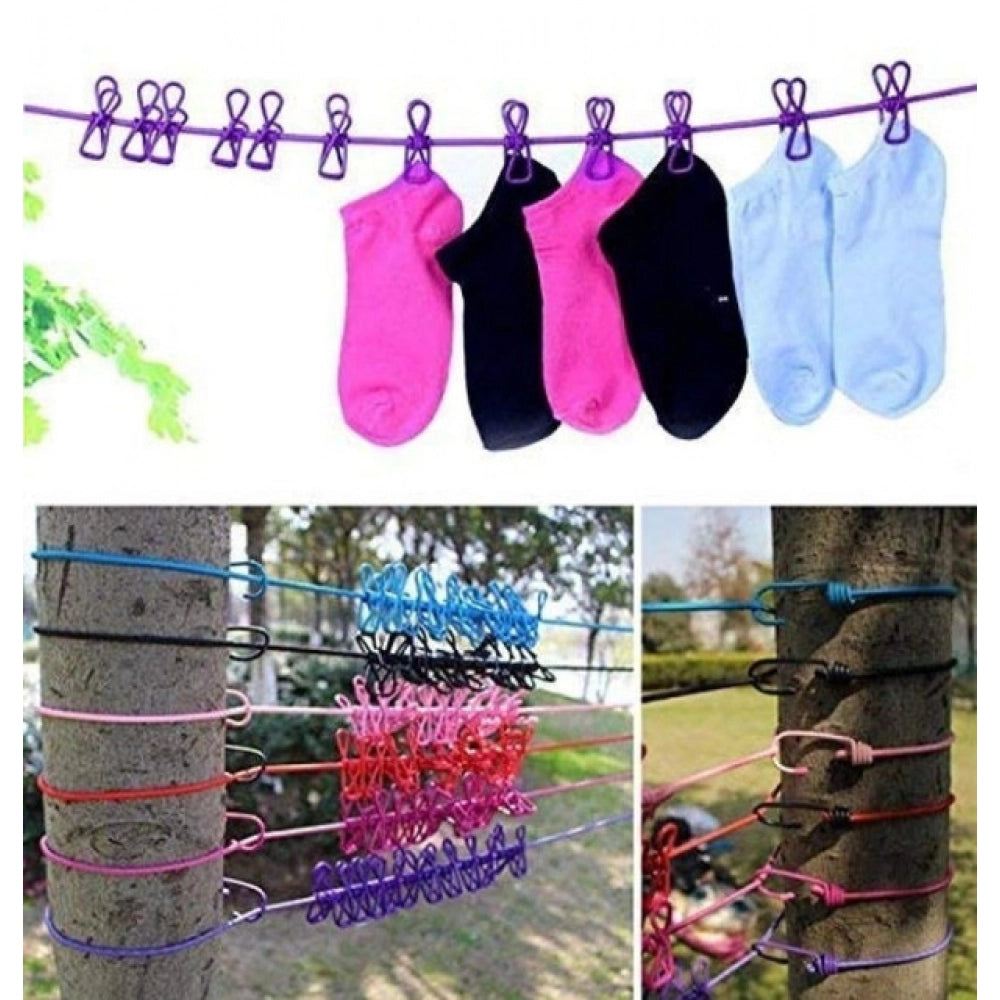 Pack of 5 Nylon Cloth Drying Rope (Multicolor)