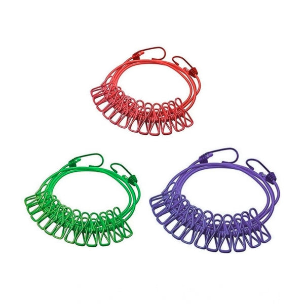 Pack of 3 Nylon Cloth Drying Rope (Multicolor)