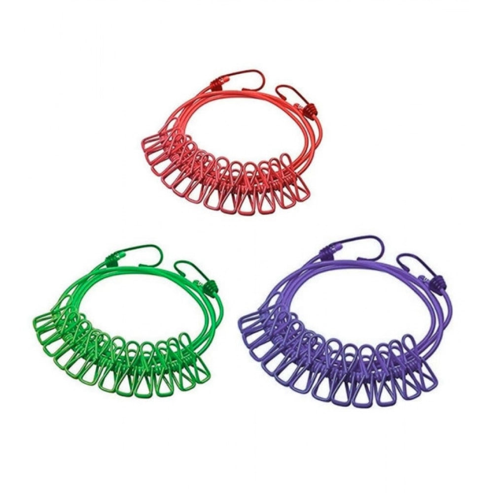 Pack of 3 Nylon Cloth Drying Rope (Multicolor)