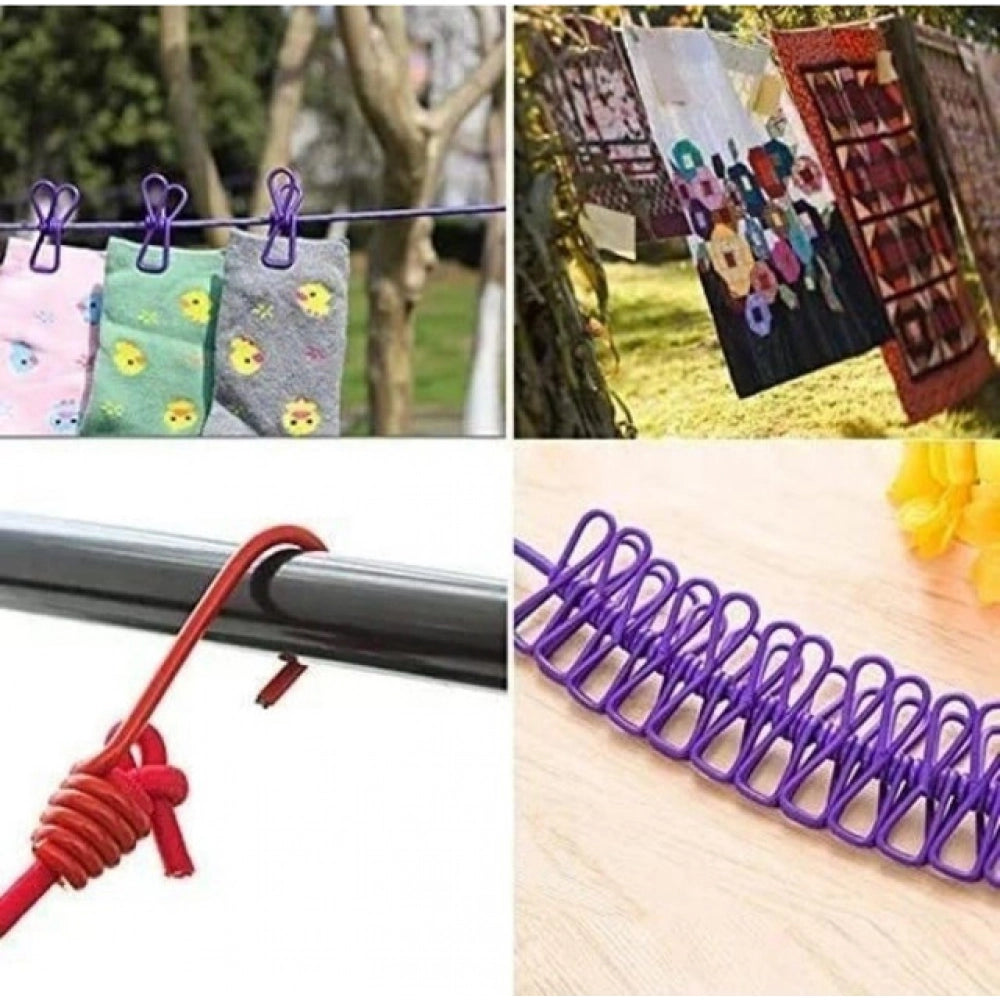 Pack of 3 Nylon Cloth Drying Rope (Multicolor)