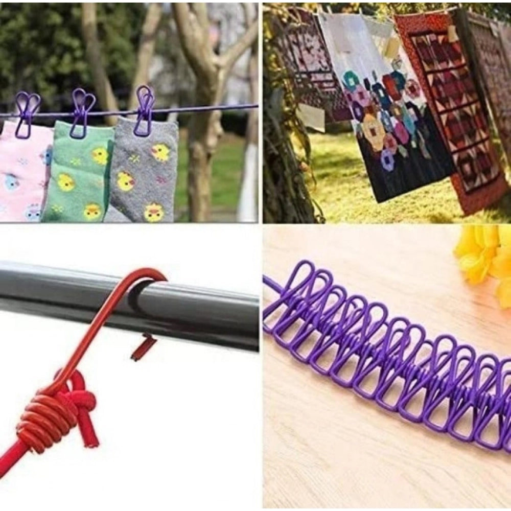 Pack of 4 Nylon Cloth Drying Rope (Multicolor)