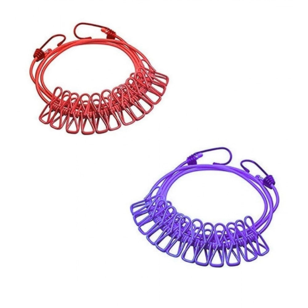 Pack of 2 Nylon Cloth Drying Rope (Multicolor)