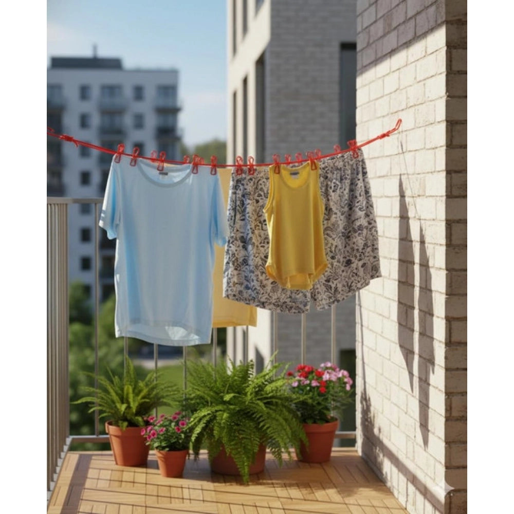 Pack of 2 Nylon Cloth Drying Rope (Multicolor)