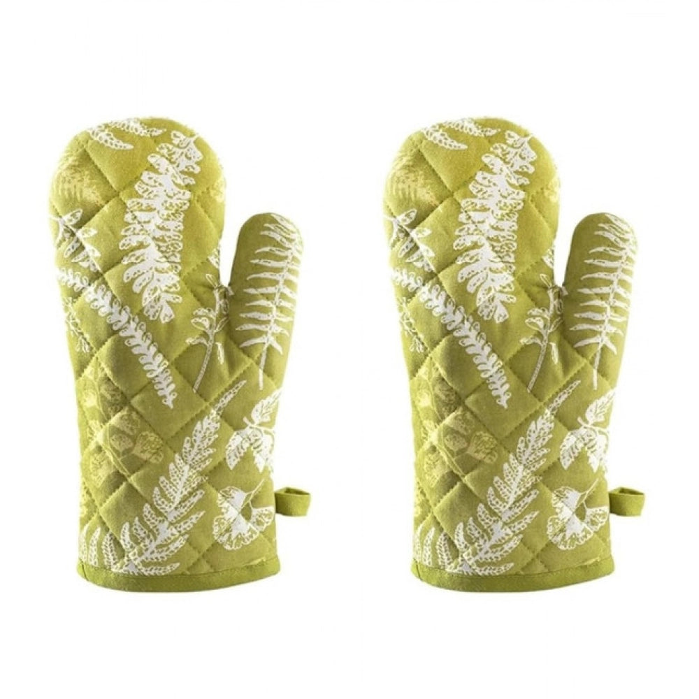 Pack of 2 Cotton Oven Gloves (Green)