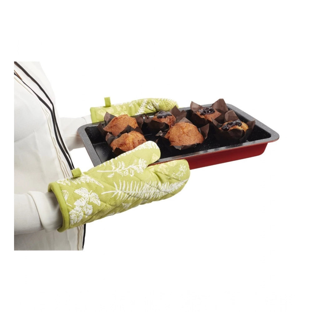 Pack of 2 Cotton Oven Gloves (Green)