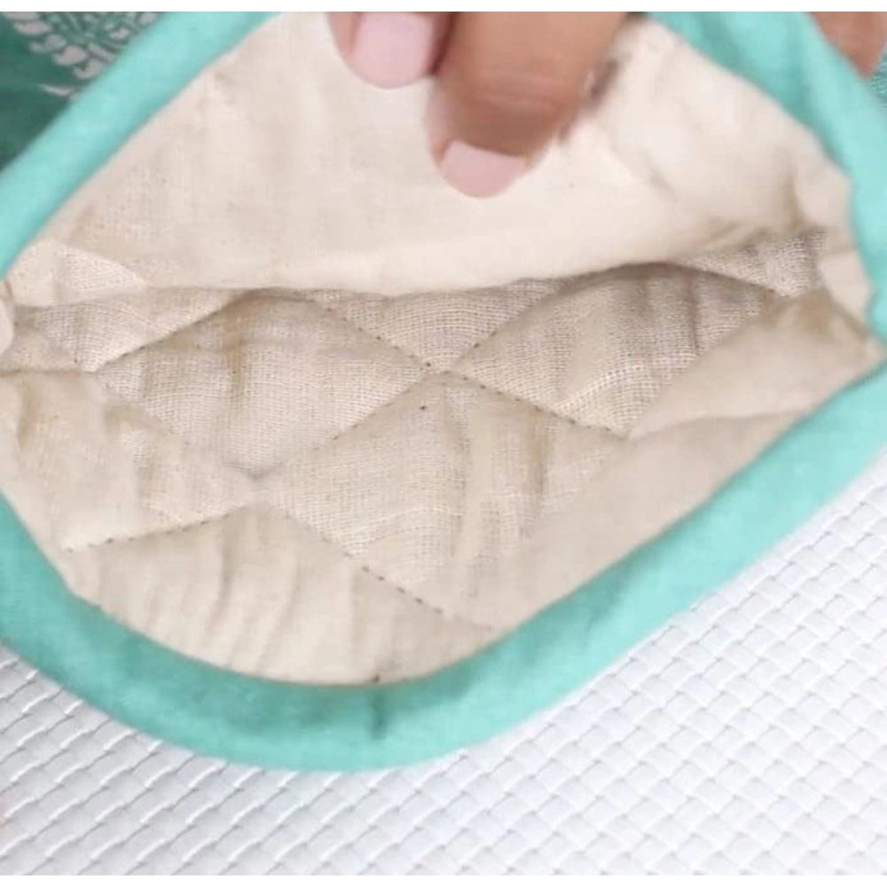 Pack of 2 Cotton Oven Gloves (Green)