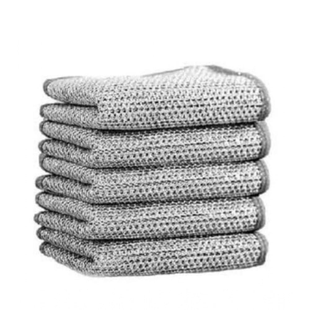 Pack of 5 Stainless Steel Dishwash Scrub (Silver)