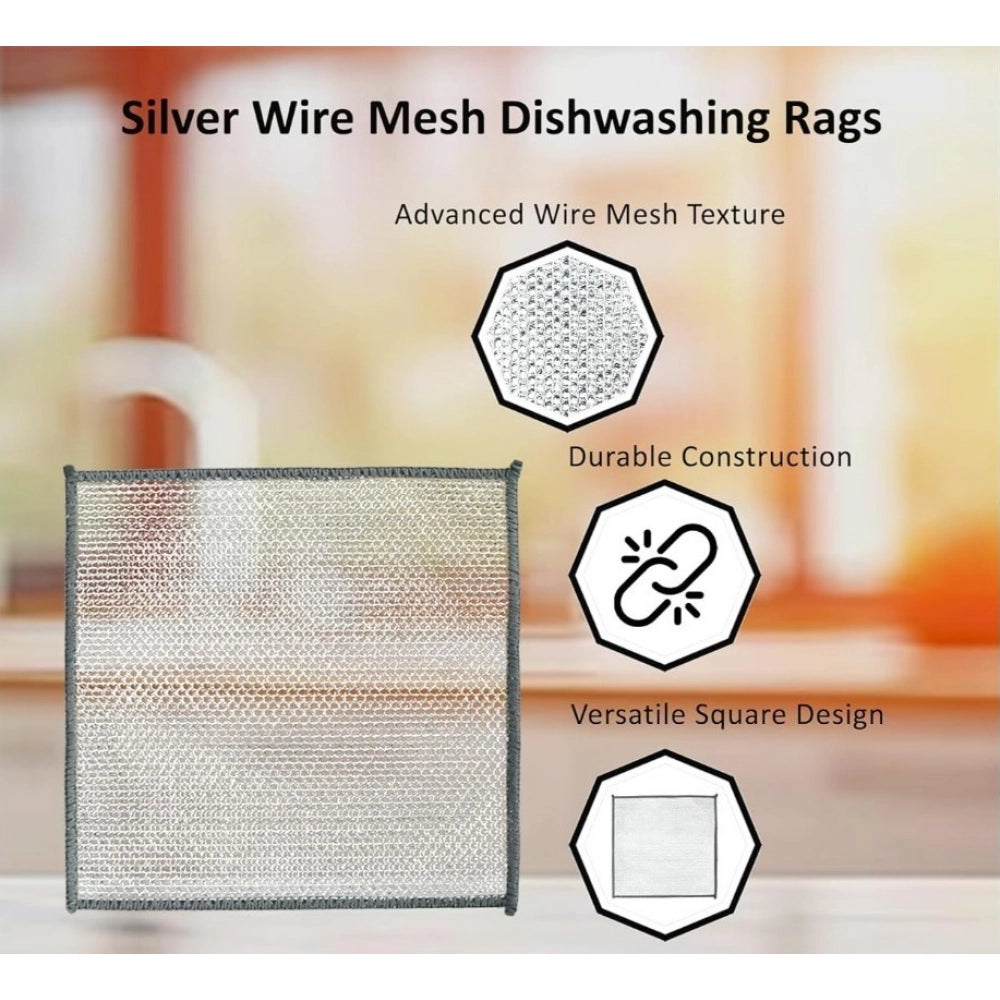 Pack of 5 Stainless Steel Dishwash Scrub (Silver)