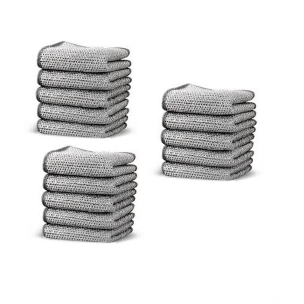Pack of 15 Stainless Steel Dishwash Scrub (Silver)