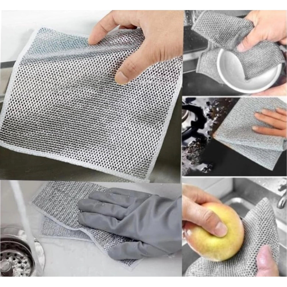 Pack of 15 Stainless Steel Dishwash Scrub (Silver)