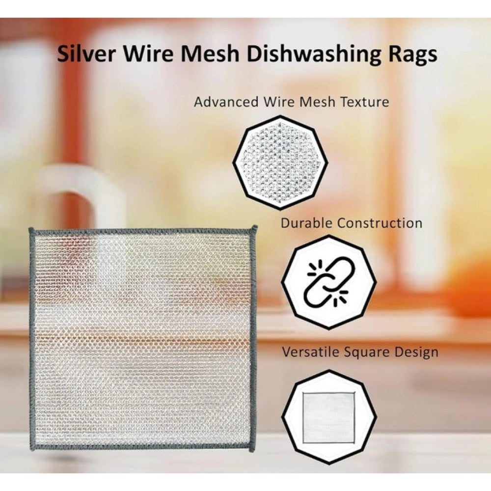 Pack of 15 Stainless Steel Dishwash Scrub (Silver)