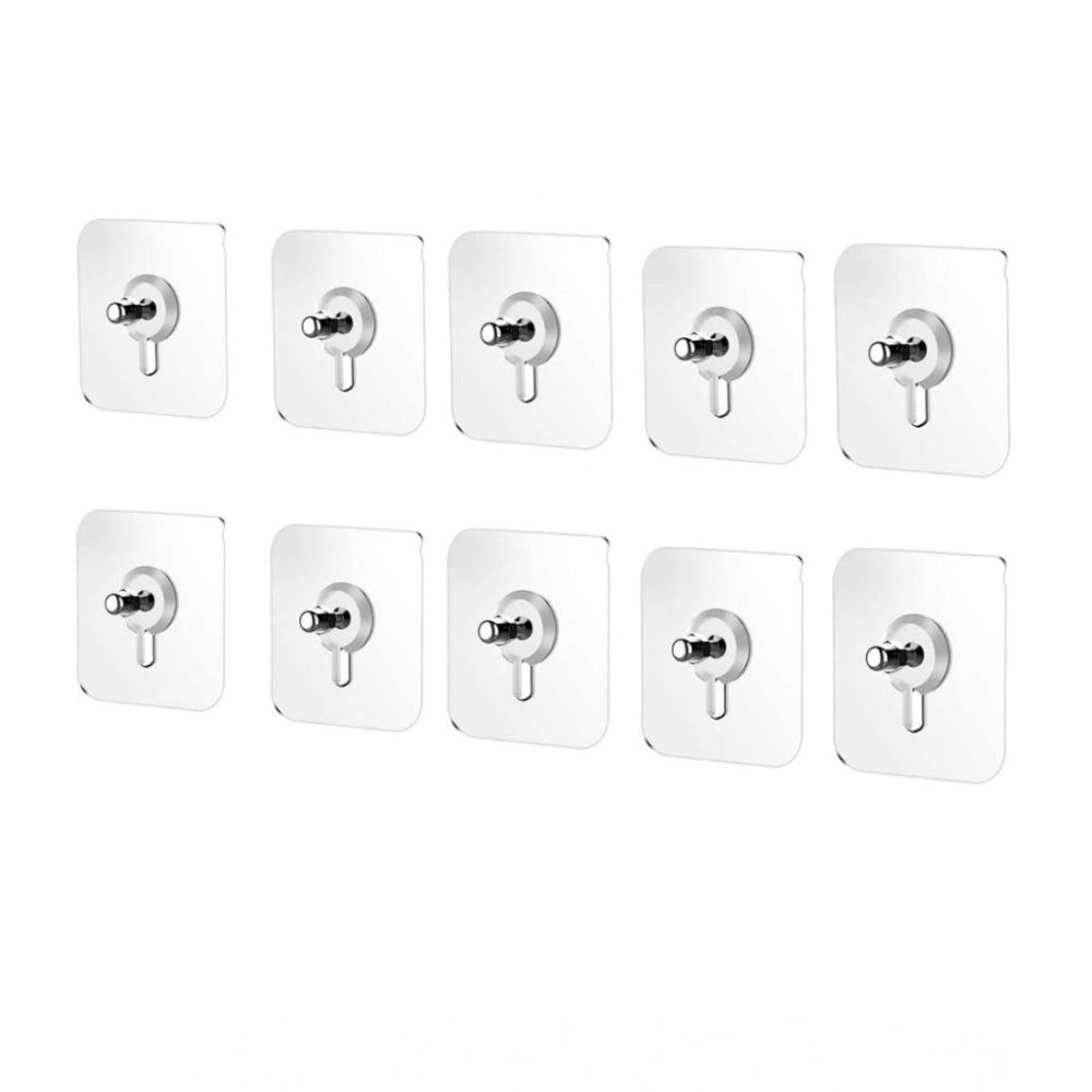 Pack of 10 Acrylic-Metal Wall Hook (Multicolor)