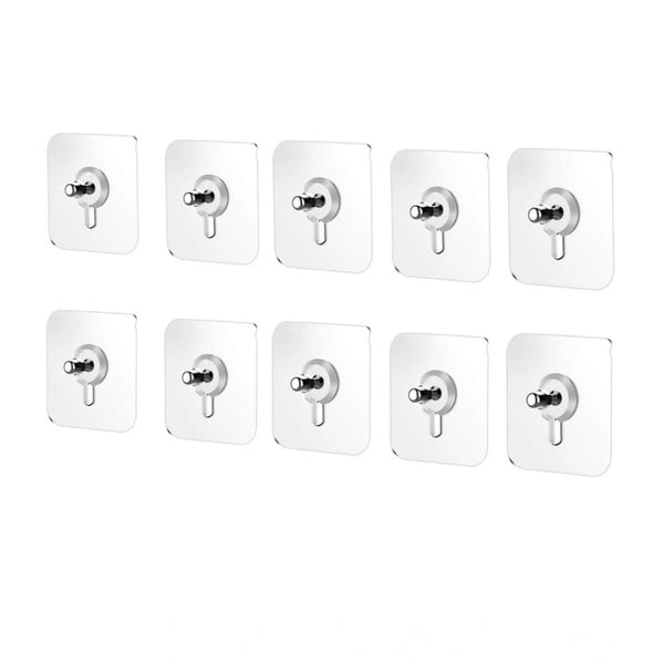 Pack of 10 Acrylic-Metal Wall Hook (Multicolor)