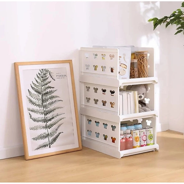 Pack of 1 Plastic Foldable Stackable Storage Organizer (White)