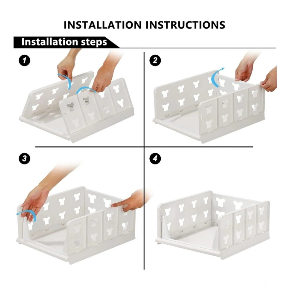 Pack of 1 Plastic Foldable Stackable Storage Organizer (White)