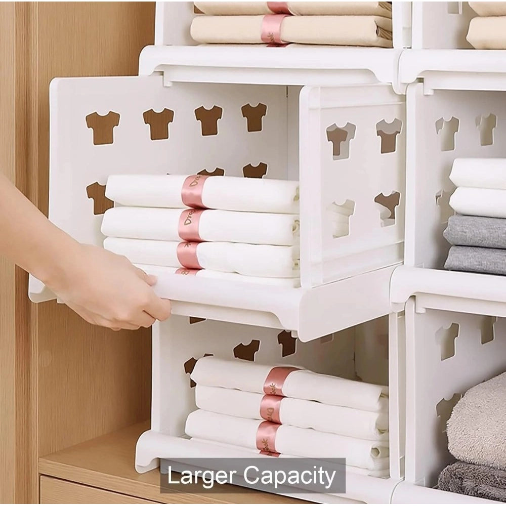 Pack of 1 Plastic Foldable Stackable Storage Organizer (White)