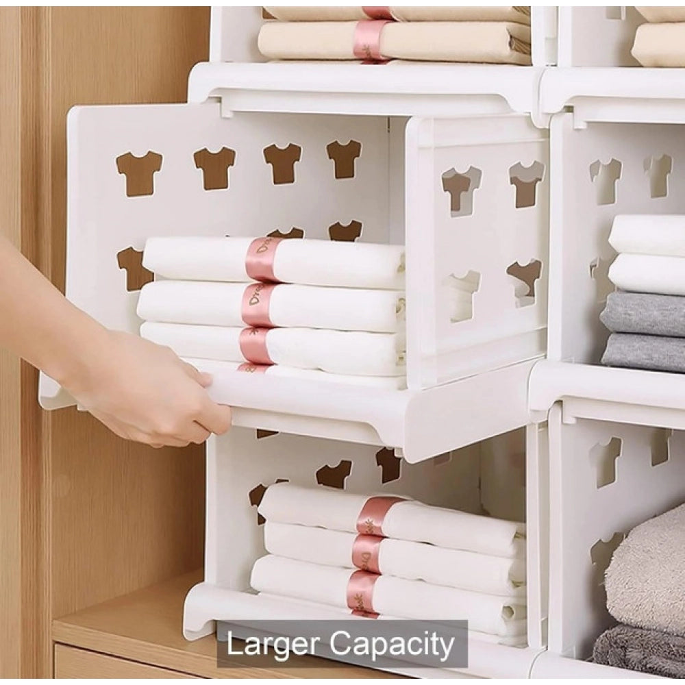 Pack of 1 Plastic Foldable Stackable Storage Organizer (White)
