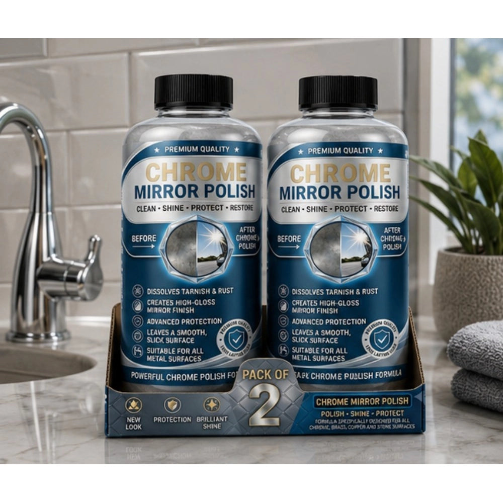 Pack of 2 Chrome Mirror Polish Liquid Bottles 100 ML