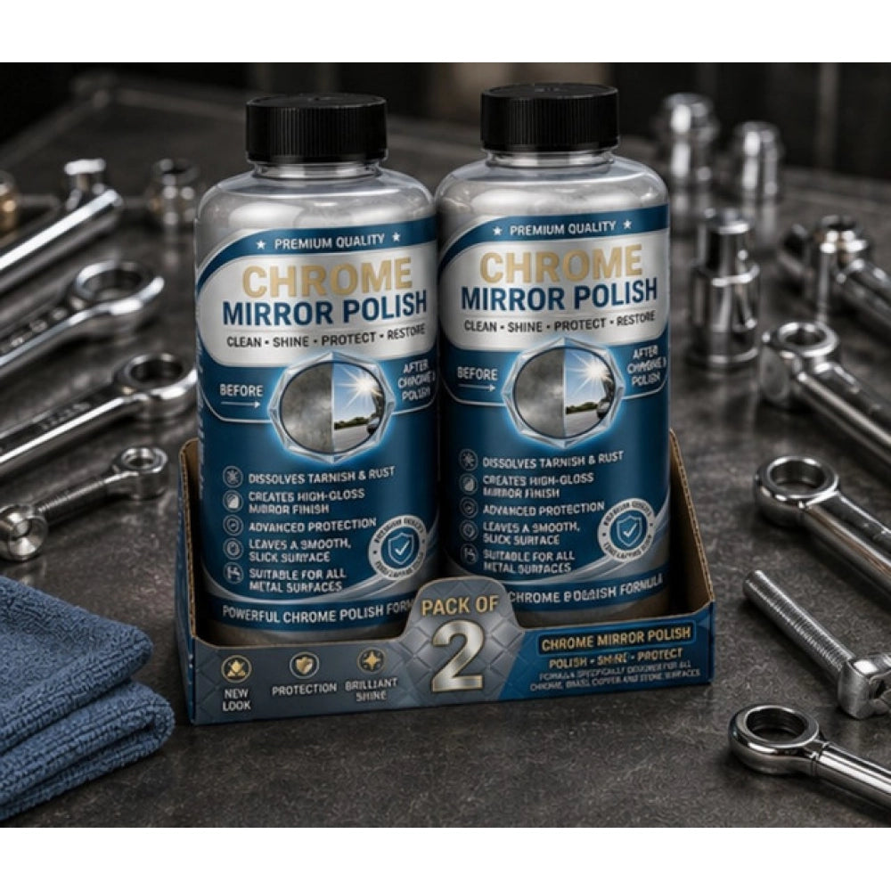 Pack of 2 Chrome Mirror Polish Liquid Bottles 100 ML