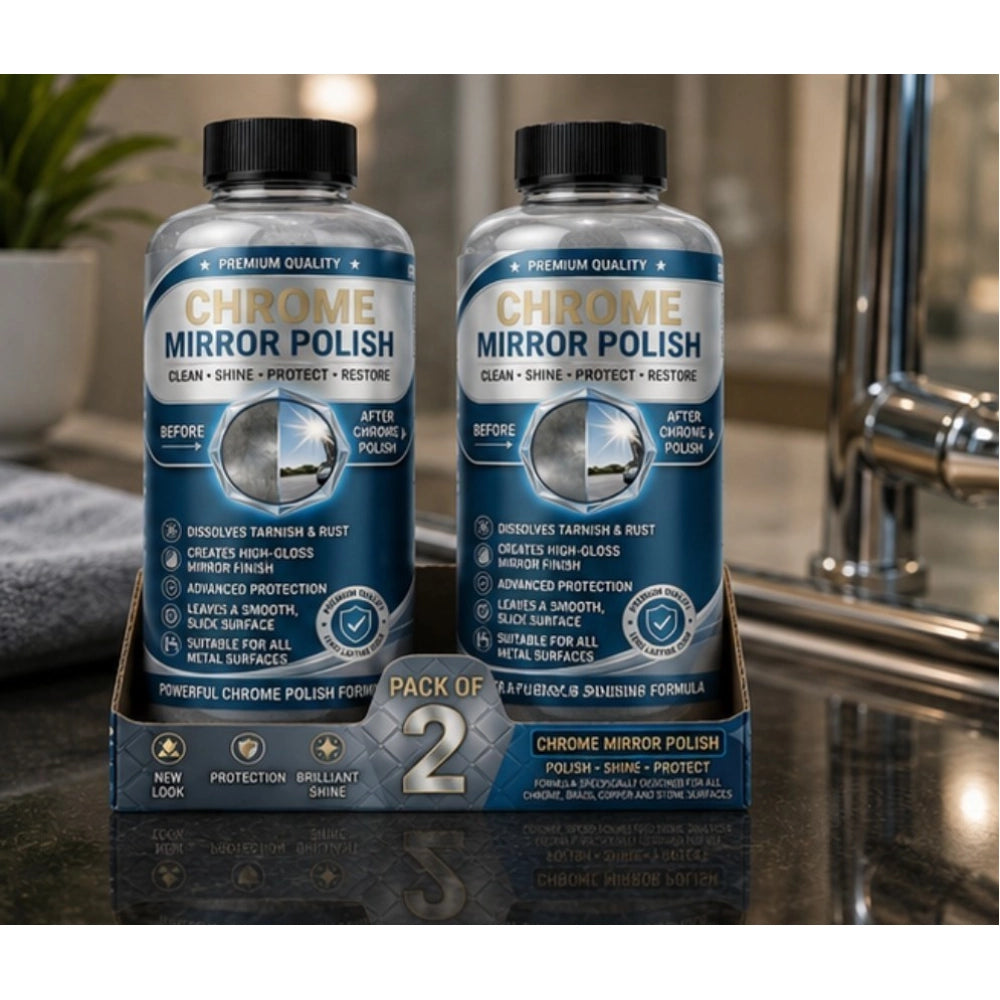 Pack of 2 Chrome Mirror Polish Liquid Bottles 100 ML