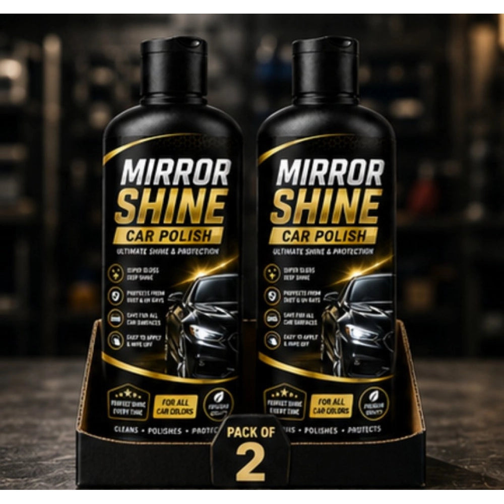 Pack of 2 Mirror Shine Car Polish Liquid Flip Top Cap Bottles 100 ML