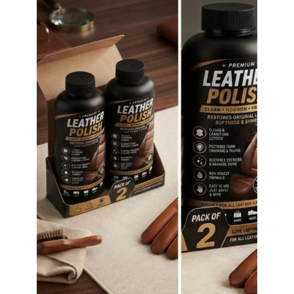 Pack of 2 Leather Polish Liquid Bottles 100 ML
