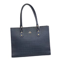 Women's Polyurethane Croco Shoulder Tote Bag (Black)