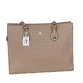 Women's Polyurethane Croco Shoulder Tote Bag (Beige)