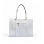 Women's Polyurethane Croco Shoulder Tote Bag (White)