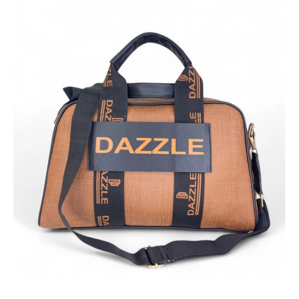 Women's Polyurethane Textured Duffle Bag with Adjustable &amp; Removable Strap (Brown)