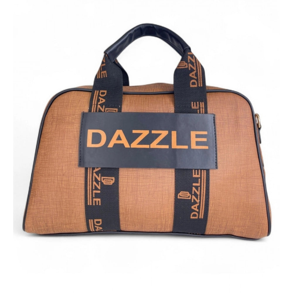 Women's Polyurethane Textured Duffle Bag with Adjustable &amp; Removable Strap (Brown)