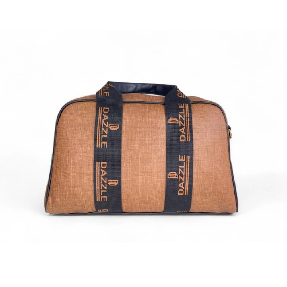 Women's Polyurethane Textured Duffle Bag with Adjustable &amp; Removable Strap (Brown)