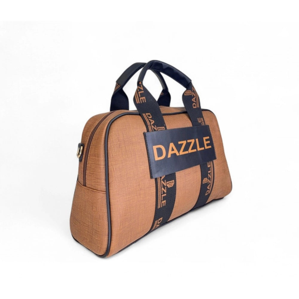 Women's Polyurethane Textured Duffle Bag with Adjustable &amp; Removable Strap (Brown)