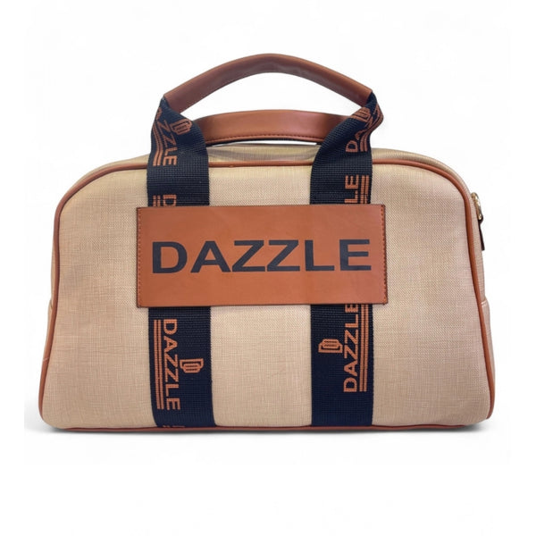Women's Polyurethane Textured Duffle Bag with Adjustable &amp; Removable Strap (Beige-Brown)