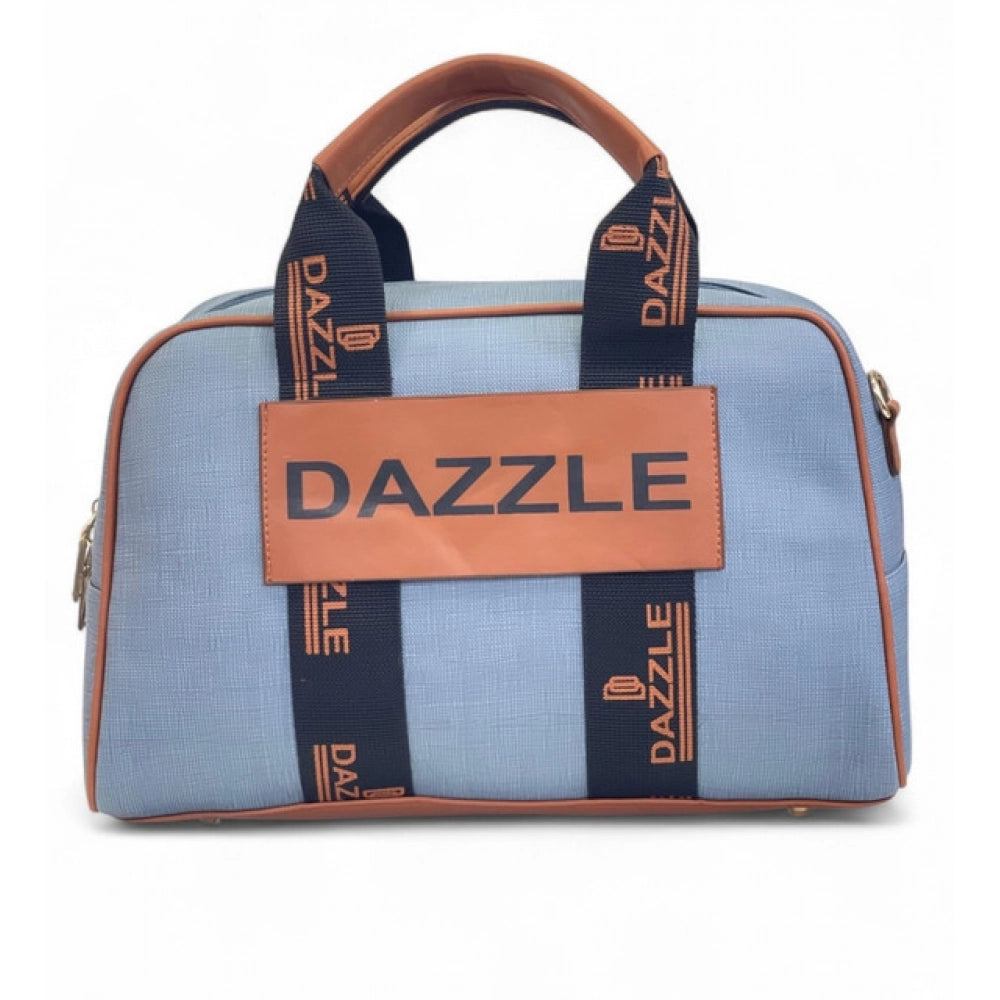 Women's Polyurethane Textured Duffle Bag with Adjustable &amp; Removable Strap (Blue)