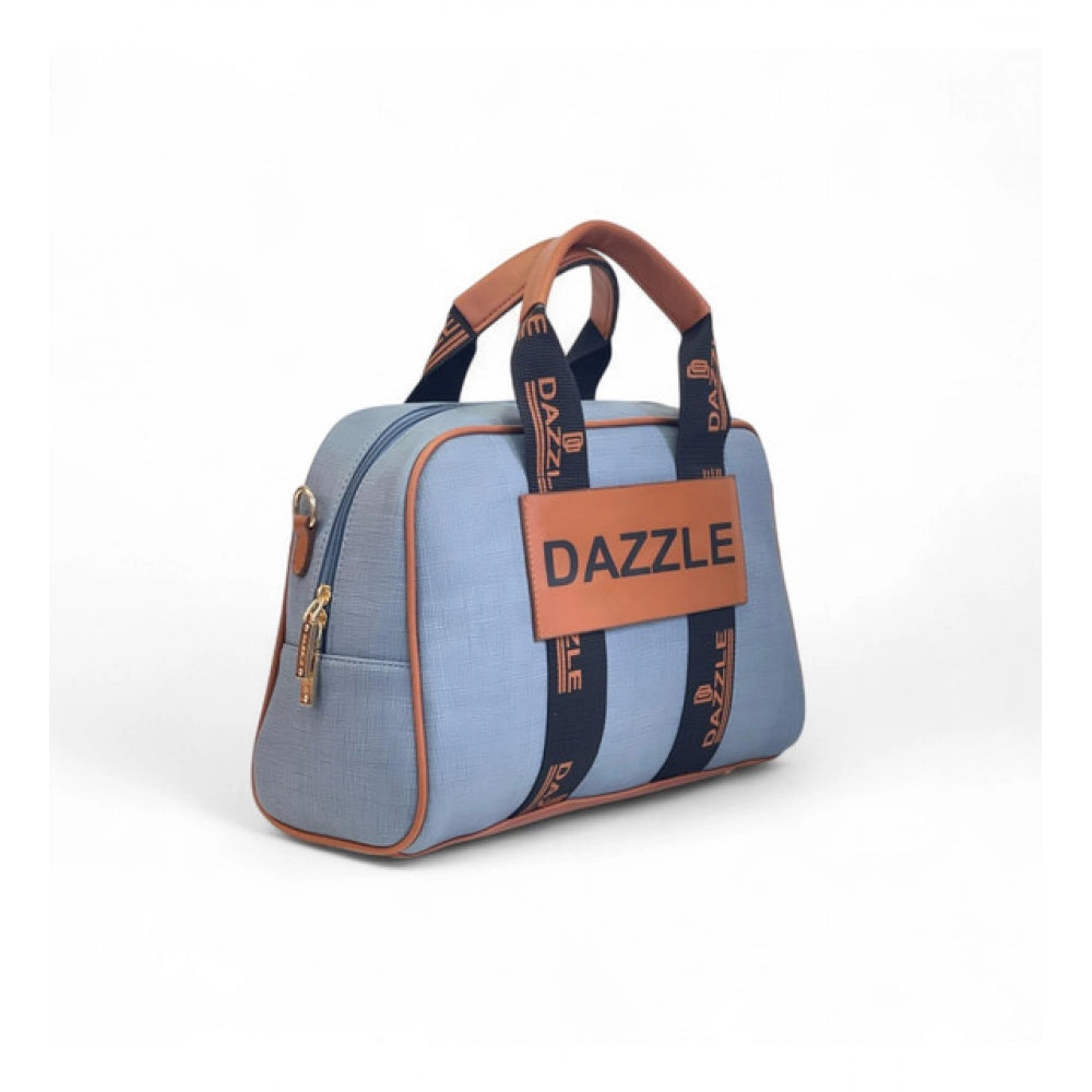 Women's Polyurethane Textured Duffle Bag with Adjustable &amp; Removable Strap (Blue)