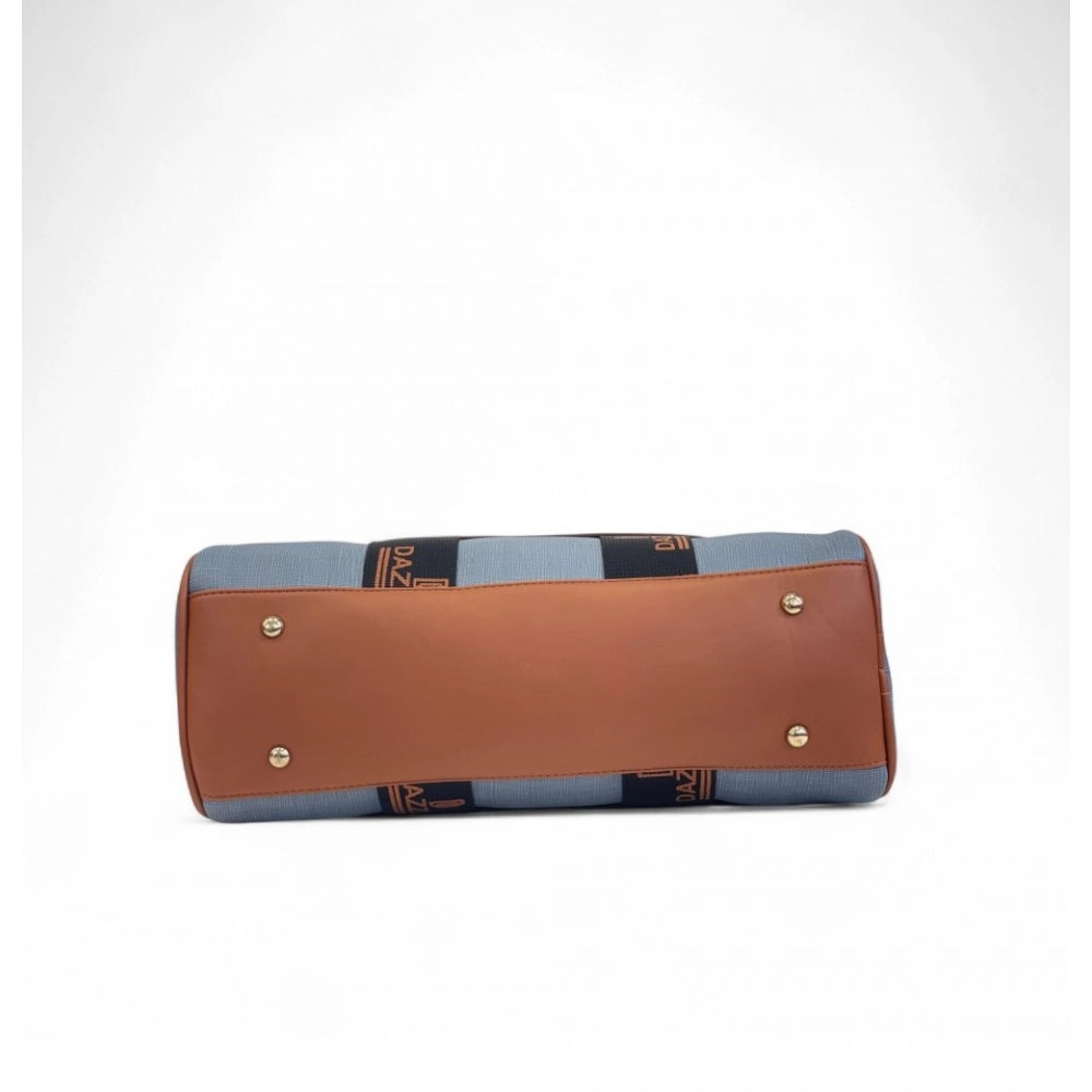 Women's Polyurethane Textured Duffle Bag with Adjustable &amp; Removable Strap (Blue)
