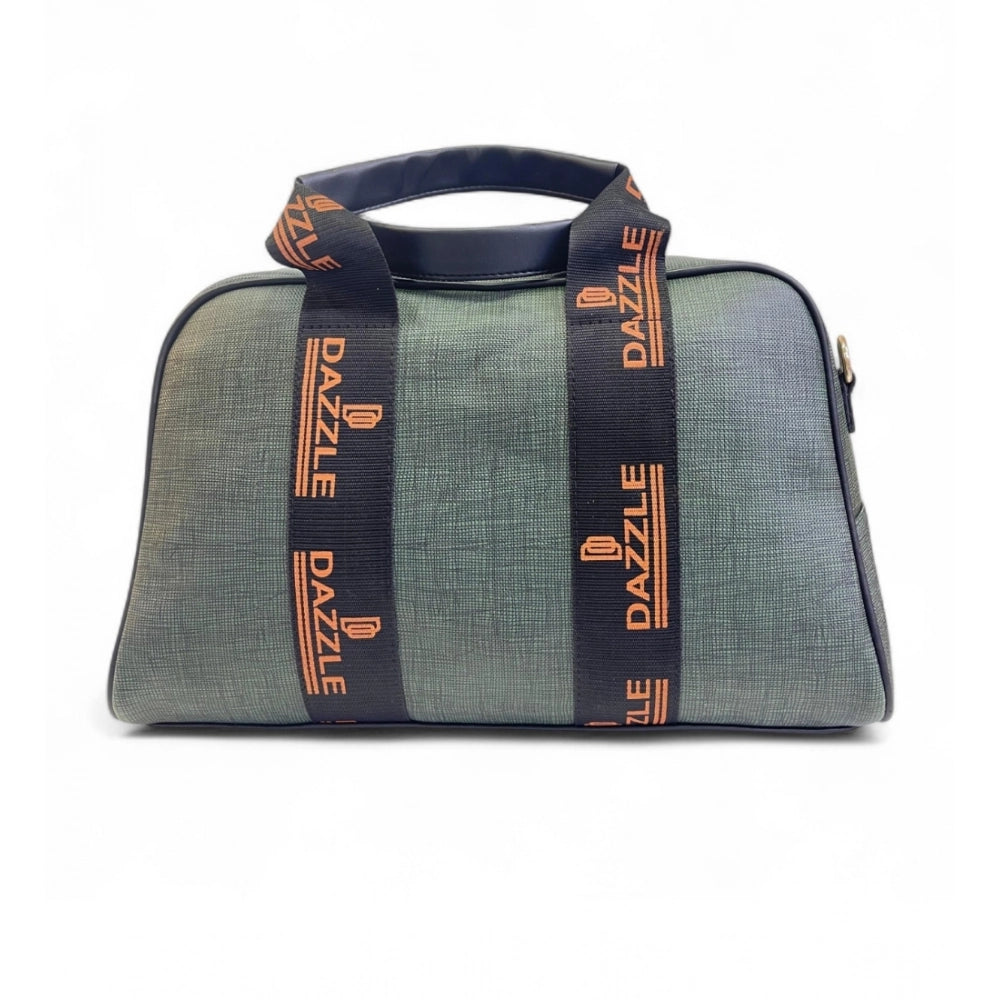 Women's Polyurethane Textured Duffle Bag with Adjustable &amp; Removable Strap (Dark Green)