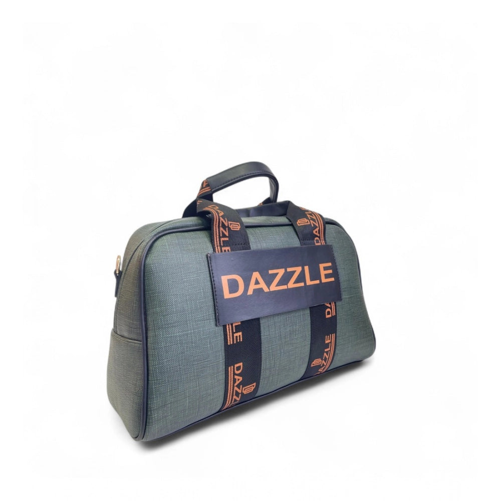 Women's Polyurethane Textured Duffle Bag with Adjustable &amp; Removable Strap (Dark Green)