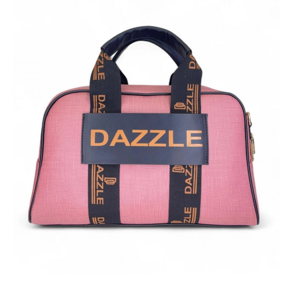 Women's Polyurethane Textured Duffle Bag with Adjustable &amp; Removable Strap (Pink)