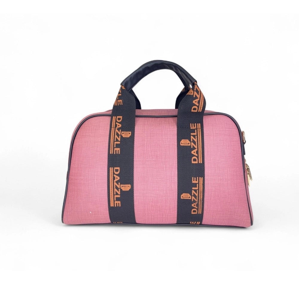 Women's Polyurethane Textured Duffle Bag with Adjustable &amp; Removable Strap (Pink)