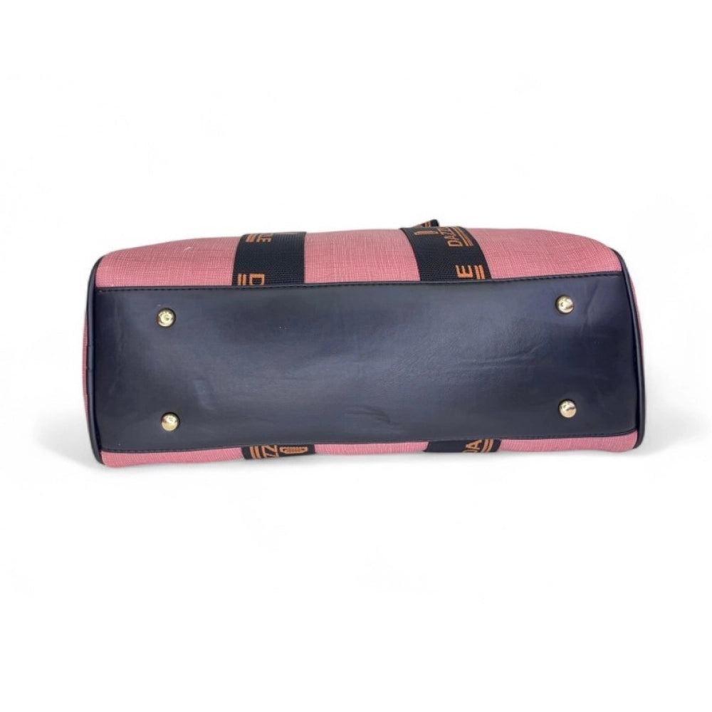 Women's Polyurethane Textured Duffle Bag with Adjustable &amp; Removable Strap (Pink)