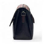 Women's Polyurethane Floral Embroidered Crossbody Sling Bag with Adjustable &amp; Removable Strap (Black)