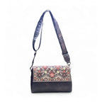 Women's Polyurethane Floral Embroidered Crossbody Sling Bag with Adjustable &amp; Removable Strap (Coffee)