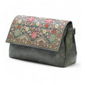 Women's Polyurethane Floral Embroidered Crossbody Sling Bag with Adjustable &amp; Removable Strap (Green)