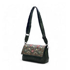 Women's Polyurethane Floral Embroidered Crossbody Sling Bag with Adjustable &amp; Removable Strap (Green)